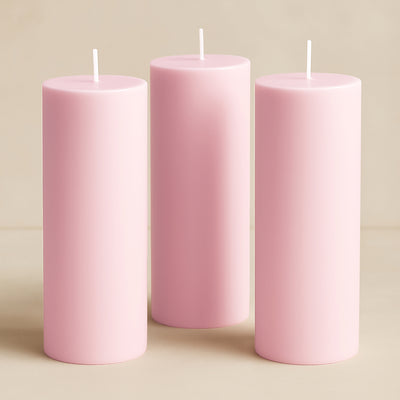 6-Pack Unscented Pillar Candles – Dripless 3"x9" Pink Paraffin Wax with Smokeless Cotton Wicks, Clean & Long-Lasting 90-Hour Burn
