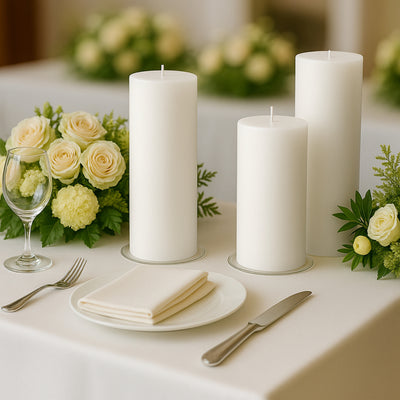 6-Pack Unscented Pillar Candles – Dripless 3"x9" White Paraffin Wax with Smokeless Cotton Wicks, Clean & Long-Lasting 90-Hour Burn