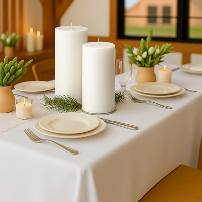 6-Pack Unscented Pillar Candles – Dripless 3"x9" White Paraffin Wax with Smokeless Cotton Wicks, Clean & Long-Lasting 90-Hour Burn