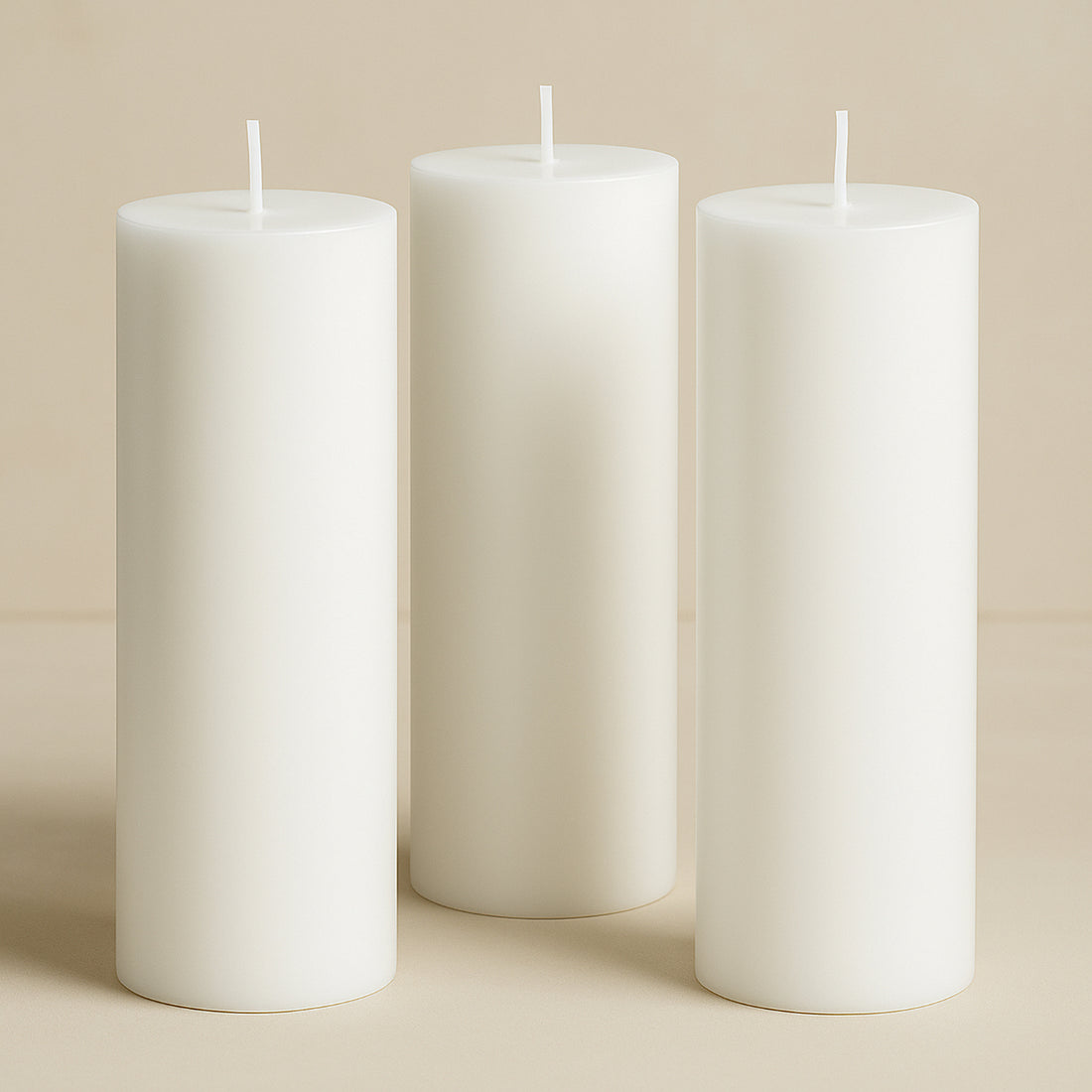 6-Pack Unscented Pillar Candles Dripless 3x9inch White Paraffin Wax Smokeless