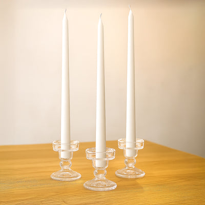 10-Pack Taper Candles 12" Premium Wax Design White - Unscented Candles for Stylish Settings