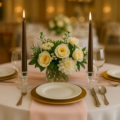 10-Pack Taper Candles 10" Premium Wax Design Cinnamon Brown - Unscented Candles