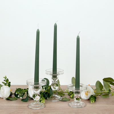 10-Pack Taper Candles 10" Premium Wax Design Dusty Sage Green - Unscented Candles