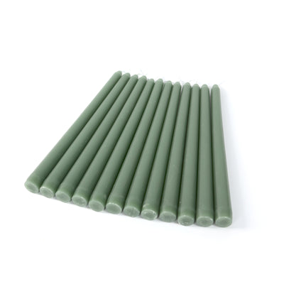10-Pack Taper Candles 10" Premium Wax Design Dusty Sage Green - Unscented Candles