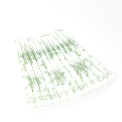 12 Pack French Toile Wax Taper Candles White and Sage Green Unscented Candles - 10"