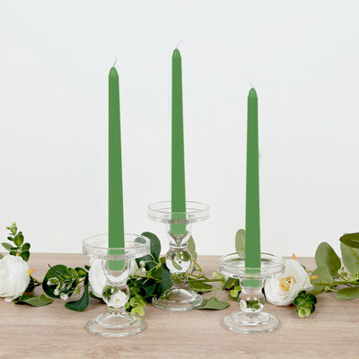 10-Pack Taper Candles 10" Premium Wax Design Green - Unscented Candles