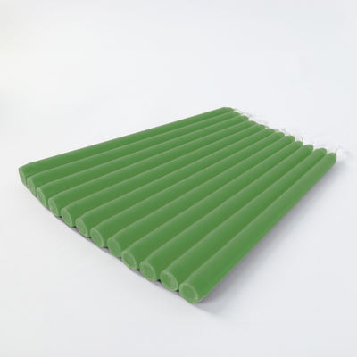 10-Pack Taper Candles 10" Premium Wax Design Green - Unscented Candles