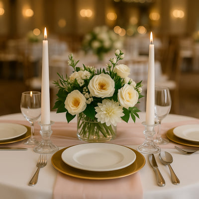 10-Pack Taper Candles 10" Premium Wax Design Ivory - Unscented Candles