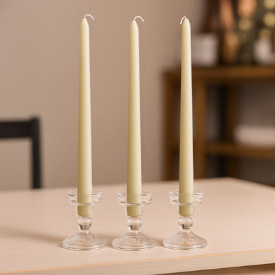 10-Pack Taper Candles 10" Premium Wax Design Ivory - Unscented Candles