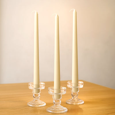 10-Pack Taper Candles 10" Premium Wax Design Ivory - Unscented Candles