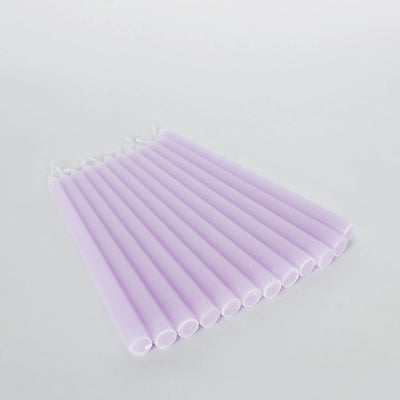 10-Pack Taper Candles 10" Premium Wax Design Lavender Lilac - Unscented Candles