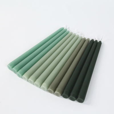 12-Pack Taper Candles 10" Premium Wax Design Mixed Sage Green - Unscented Candles for Sophisticated Decor