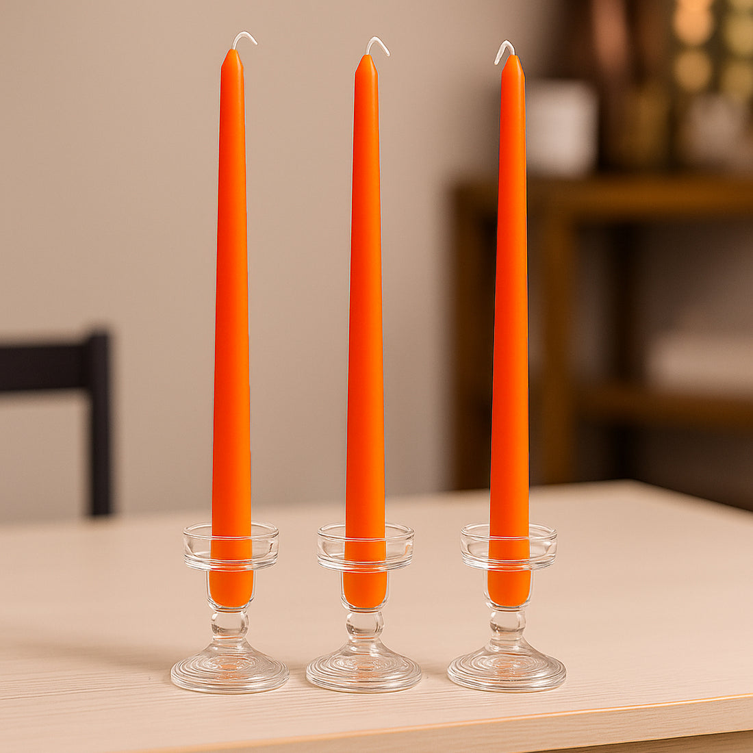 10-Pack Taper Candles 10inch Premium Wax Design Orange - Unscented Candles
