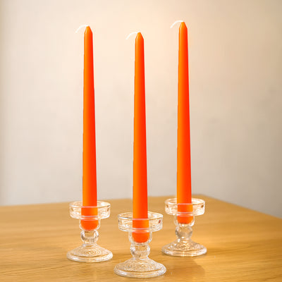 10-Pack Taper Candles 10" Premium Wax Design Orange - Unscented Candles