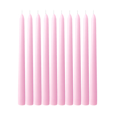 10-Pack Taper Candles 10" Premium Wax Design Pink - Unscented Candles