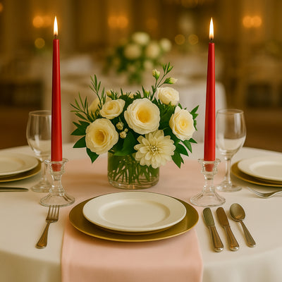 10-Pack Taper Candles 10" Premium Wax Design Red - Unscented Candles