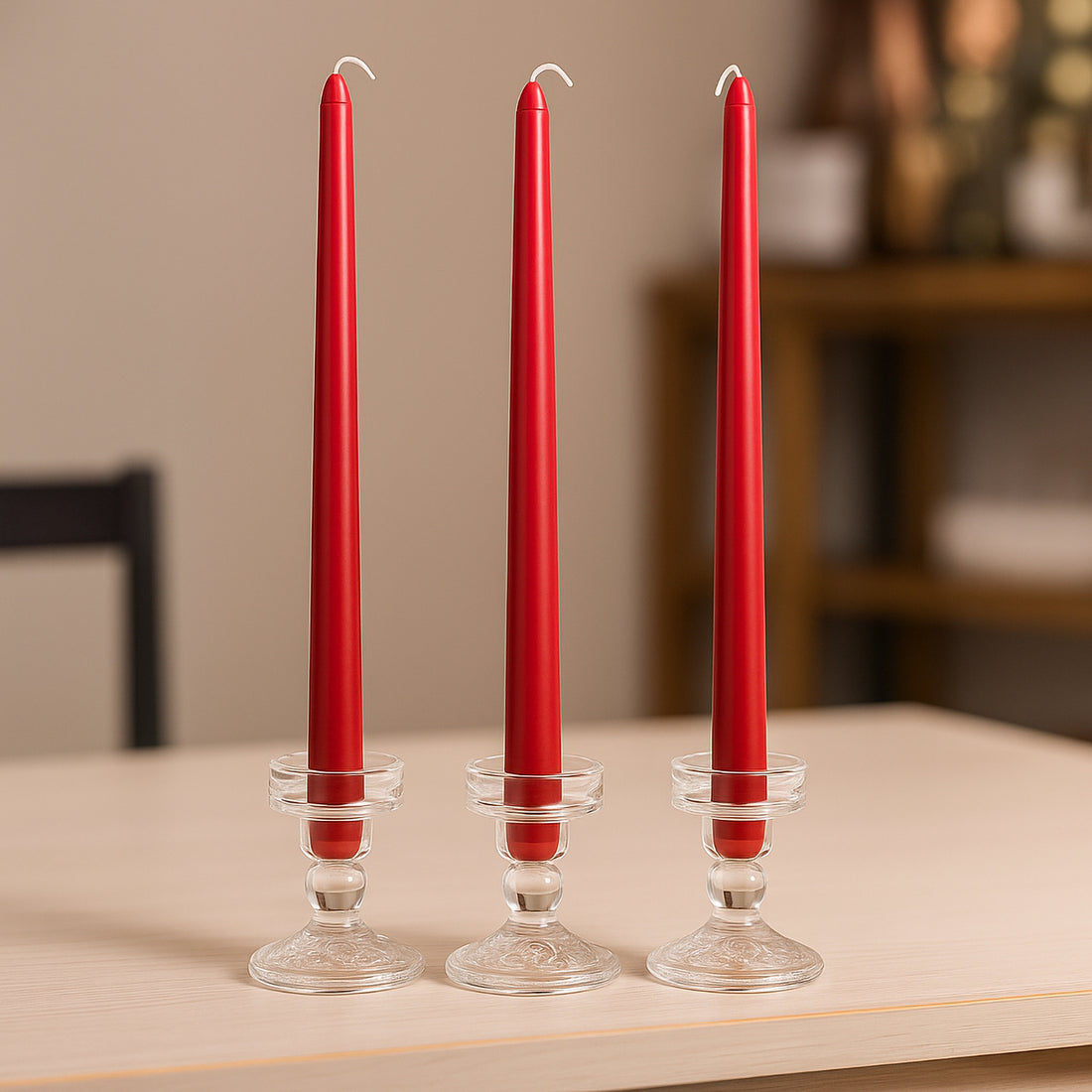 10 Pack Red Premium Wax Taper Candles, Unscented Candles 10inch