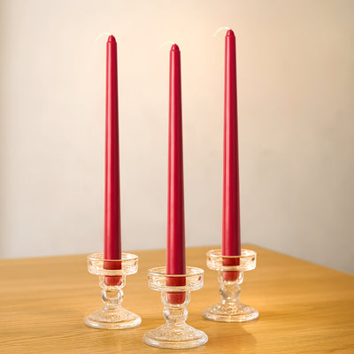 10-Pack Taper Candles 10" Premium Wax Design Red - Unscented Candles