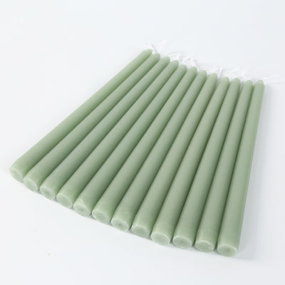 10-Pack Taper Candles 10" Premium Wax Design Sage Green - Unscented Candles