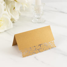 50 Pack Gold Wedding Table Name Place Cards with Laser Cut Leaf Vine Design, Printable#whtbkgd