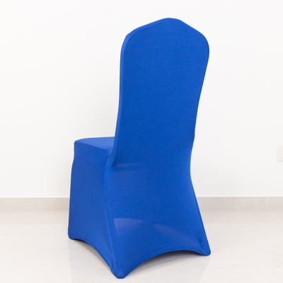 Premium Spandex Stretch Fitted Banquet Chair Cover 220GSM Royal Blue with Foot Pockets - Durable Slipcover