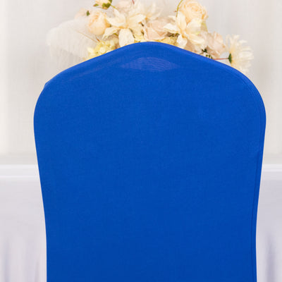 Premium Spandex Stretch Fitted Banquet Chair Cover 220GSM Royal Blue with Foot Pockets - Durable Slipcover