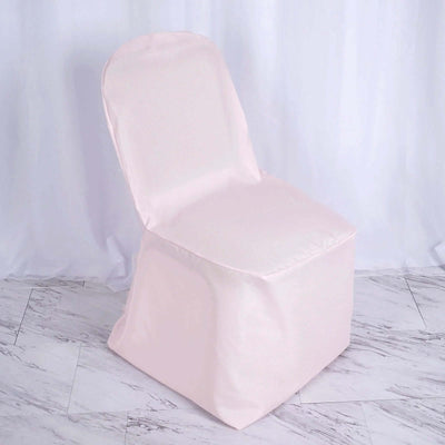 10 Pack Polyester Banquet Chair Covers Blush - Reusable Stain-Resistant Slipcovers