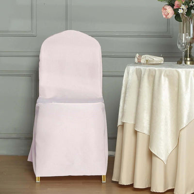 10 Pack Polyester Banquet Chair Covers Blush - Reusable Stain-Resistant Slipcovers