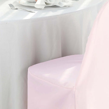 <span style="background-color:transparent;color:#000000;">Easy Care Blush Polyester Banquet Chair Covers</span>