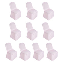 10 Pack Blush Polyester Banquet Chair Cover, Reusable Stain Resistant Slip On Chair Cover