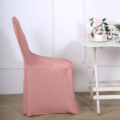 10 Pack Polyester Banquet Chair Covers Dusty Rose - Reusable Stain-Resistant Slipcovers