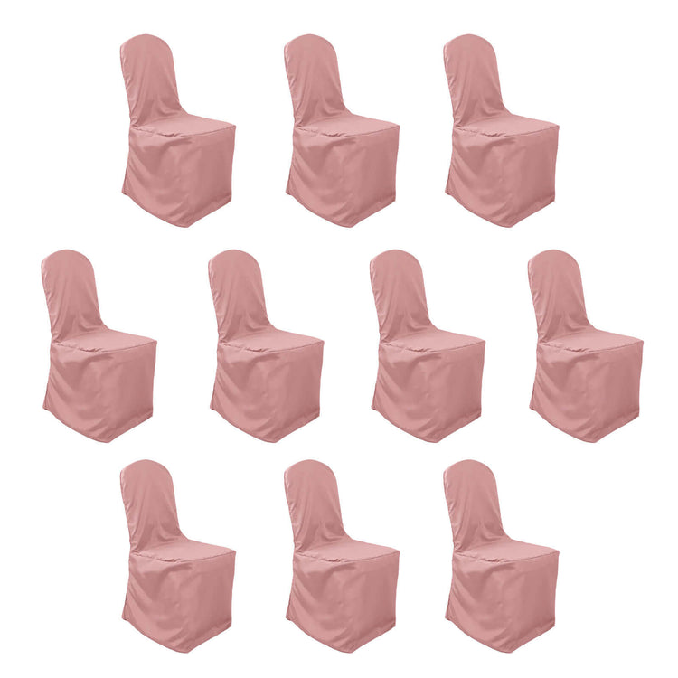 10 Pack Dusty Rose Polyester Banquet Chair Covers