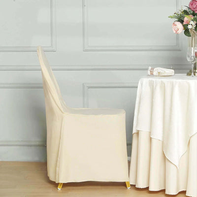 10 Pack Polyester Banquet Chair Covers Beige - Reusable Stain-Resistant Slipcovers