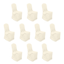 10 Pack Beige Polyester Banquet Chair Covers, Reusable Stain Resistant Slip On Chair Covers