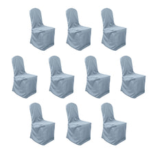 10 Pack Dusty Blue Polyester Banquet Chair Covers, Reusable Stain Resistant Slip On Chair Covers