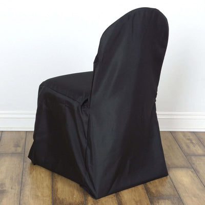 10 Pack Polyester Banquet Chair Covers Black - Reusable Stain-Resistant Slipcovers