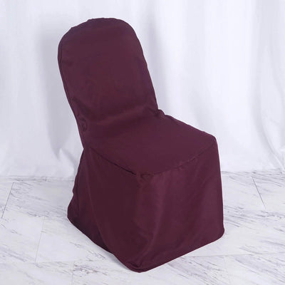 10 Pack Polyester Banquet Chair Covers Burgundy - Reusable Stain-Resistant Slipcovers