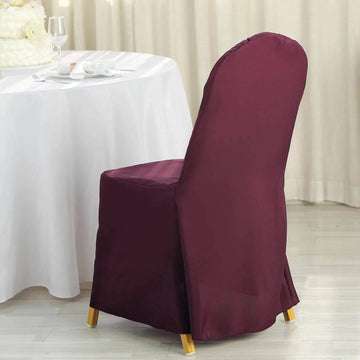 Stylish Burgundy Slip On Banquet Chair Covers