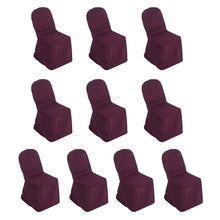 10 Pack Burgundy Polyester Banquet Chair Covers, Reusable Stain Resistant Slip On Chair Covers