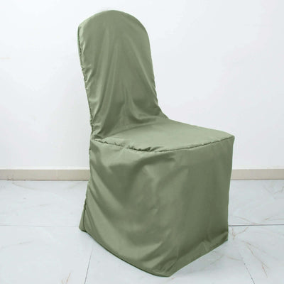 10 Pack Polyester Banquet Chair Covers Dusty Sage Green - Reusable Stain-Resistant Slipcovers