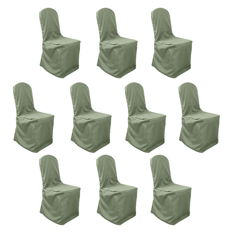 10 Pack Dusty Sage Green Polyester Banquet Chair Cover