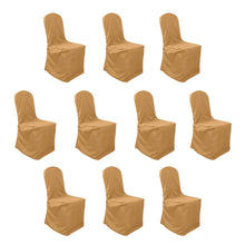 10 Pack Gold Polyester Banquet Chair Covers, Reusable Stain Resistant Slip On Chair Covers