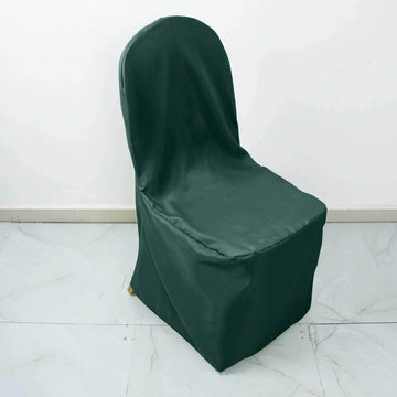 Elegant and Durable Hunter Emerald Green Polyester Banquet Chair Covers