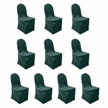 10 Pack Hunter Emerald Green Polyester Banquet Chair Covers, Reusable Stain Resistant Slip On Chair