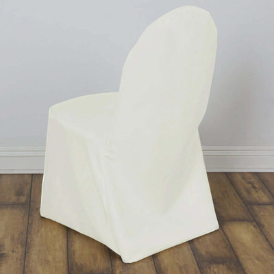 10 Pack Polyester Banquet Chair Covers Ivory - Reusable Stain-Resistant Slipcovers