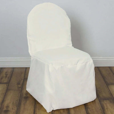 10 Pack Polyester Banquet Chair Covers Ivory - Reusable Stain-Resistant Slipcovers
