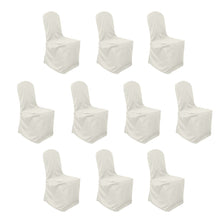 10 Pack Ivory Polyester Banquet Chair Cover, Reusable Stain Resistant Slip On Chair Cover