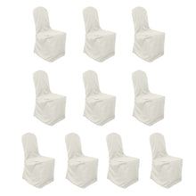 10 Pack Ivory Polyester Banquet Chair Cover, Reusable Stain Resistant Slip On Chair Cover