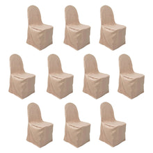 10 Pack Nude Polyester Banquet Chair Cover, Reusable Stain Resistant Slip On Chair Cover