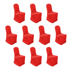 10 Pack Red Polyester Banquet Chair Covers, Reusable Stain Resistant Slip On Chair Covers